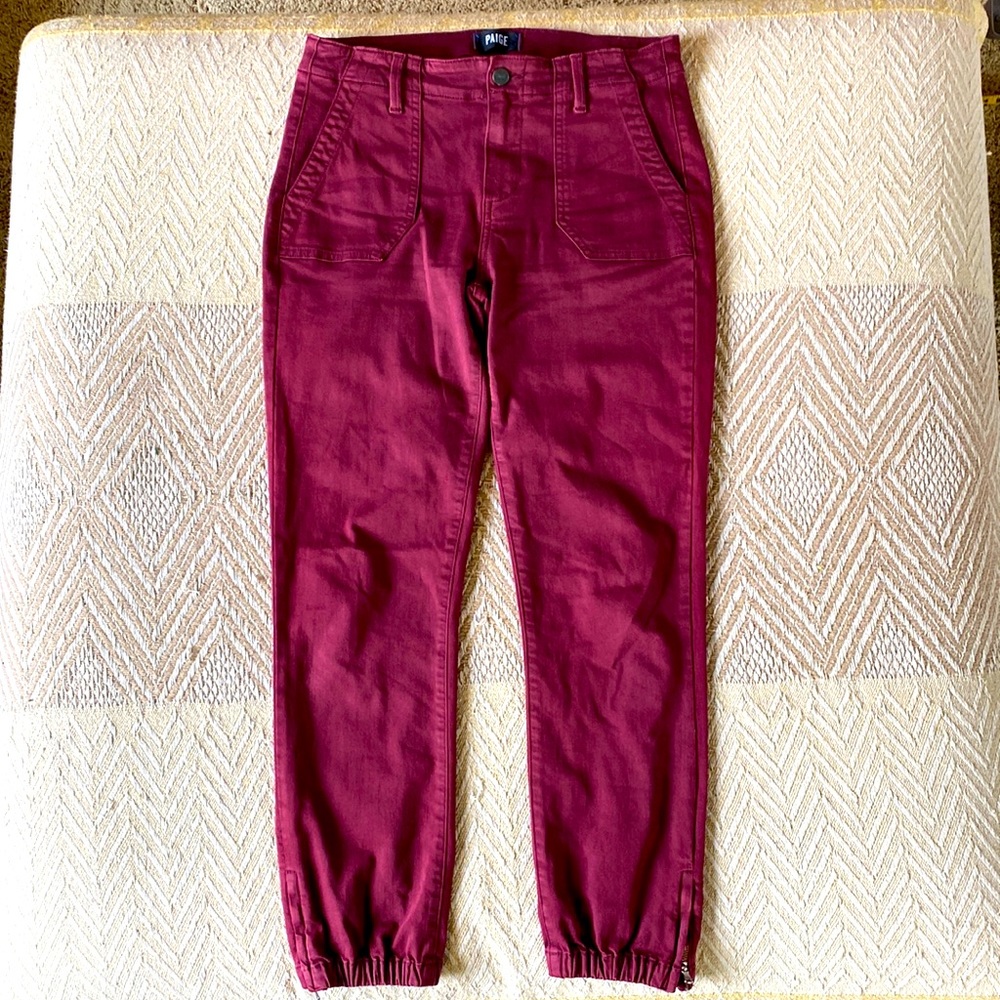 PAIGE Mayslie Jogger Pants BURGUNDY SZ 27 Excellent Condition